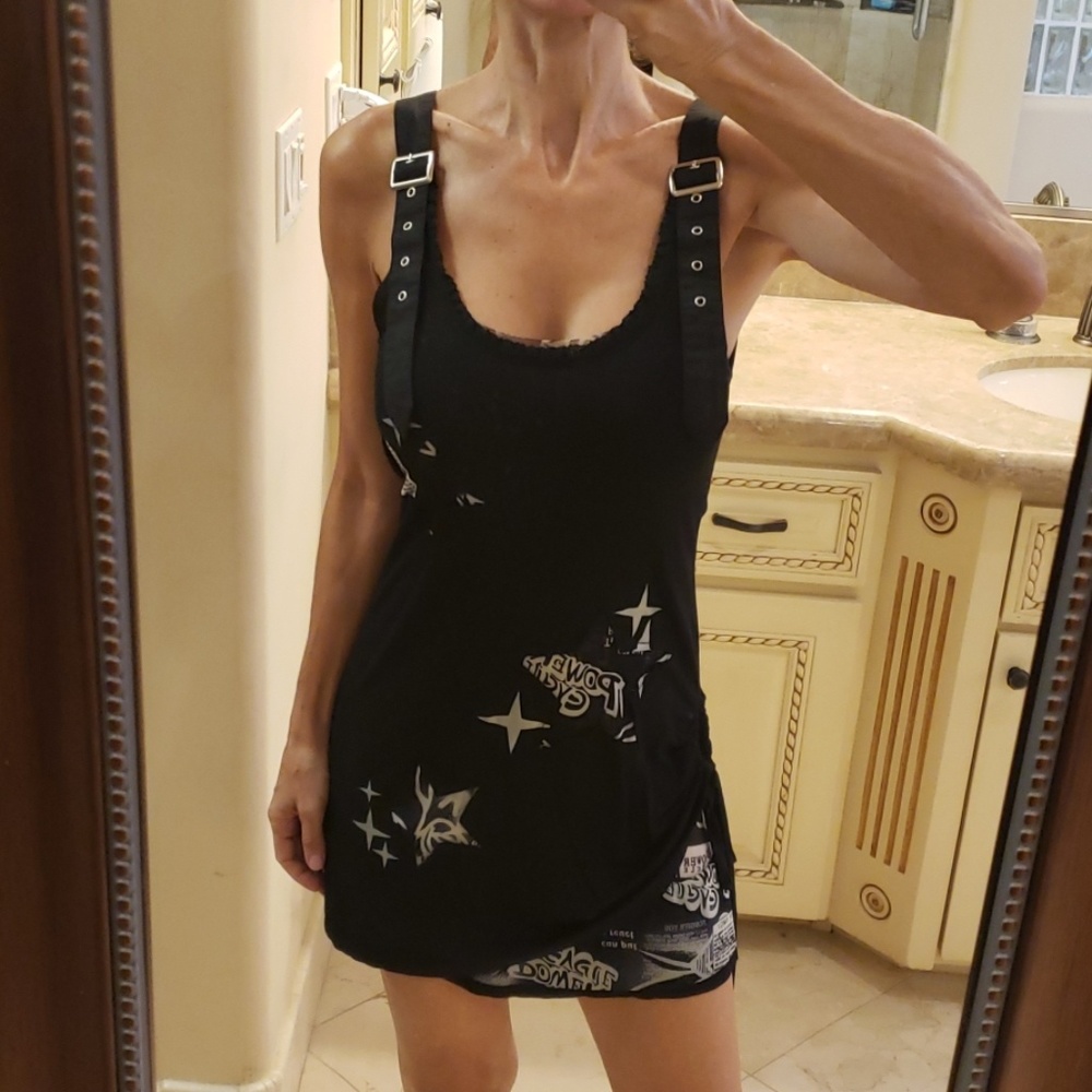 Leshop cartoon graphic dress Stretchy Black Dress Super Cute! S